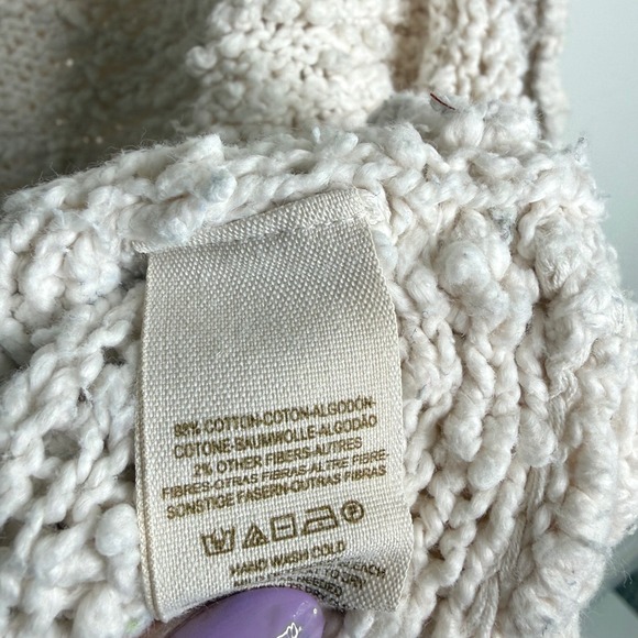 Free People Songbird Chunky Textured Oversized Pullover Sweater Med Cream Cozy - Picture 8 of 13